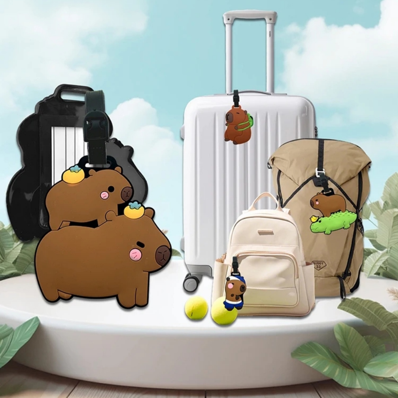 Travel Accessories List - Travel accessories, luggage tags, cartoon capybara,