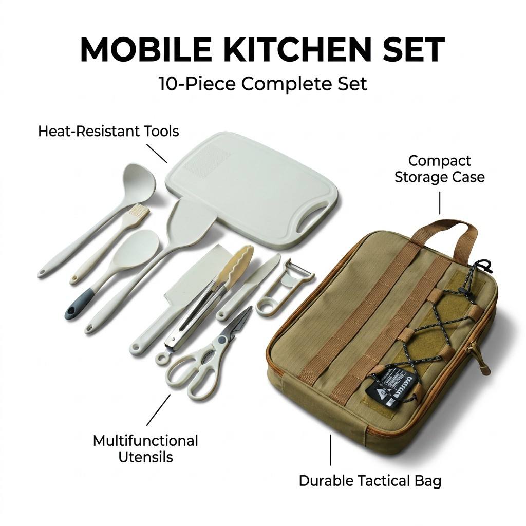 Portable 9Pcs Camping Kitchenw - Travel Kitchen Accessories ulasan dan harga