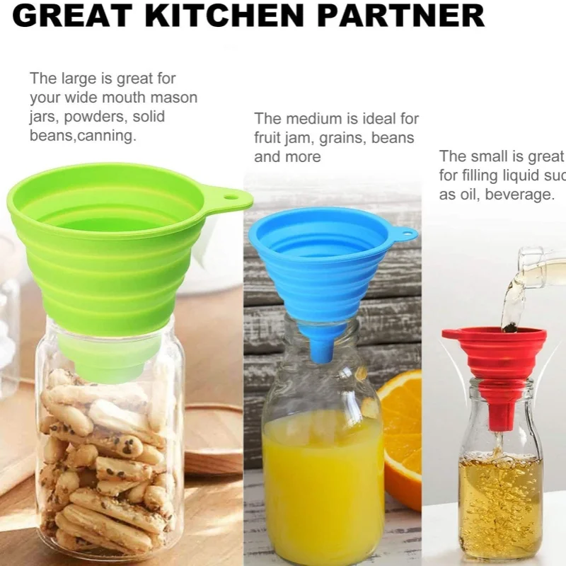 1PCS Foldable Funnel Silicone  - Travel Kitchen Accessories ulasan dan harga