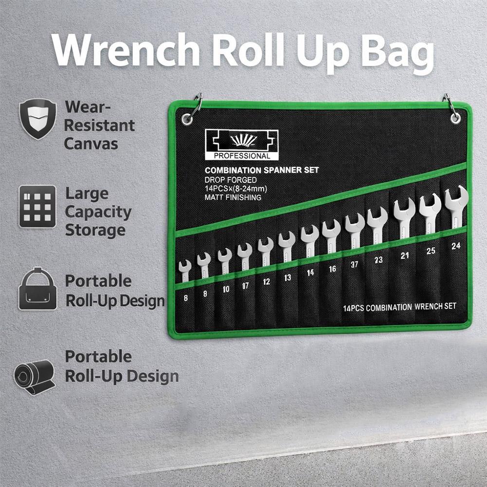 14 Pockets Roll Up Wrench Tool - Travel Router Accessories ulasan dan harga